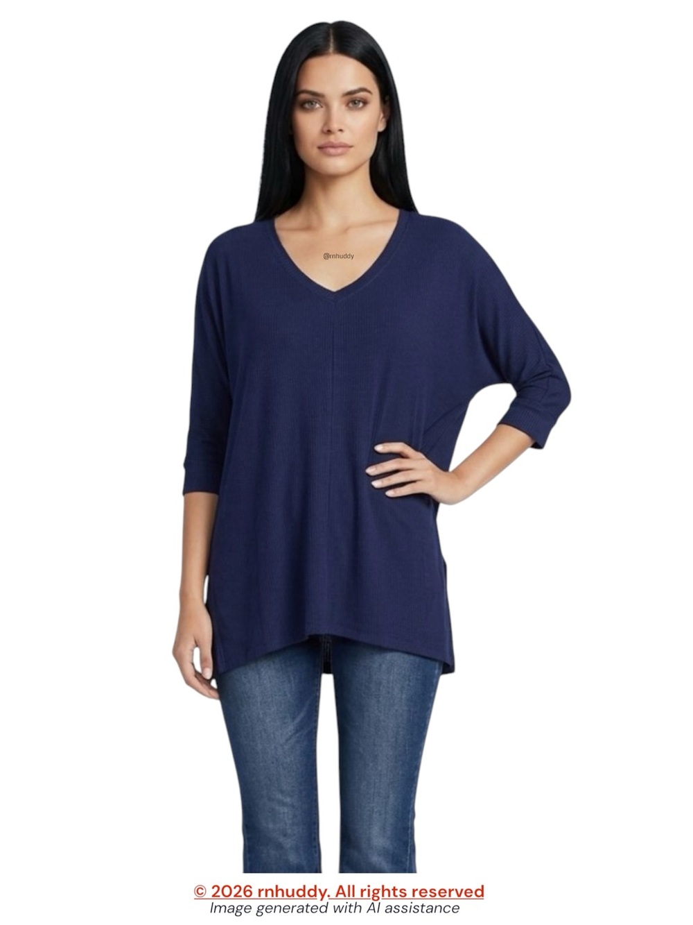 Laurie Felt petite XL navy ribbed modal pullover